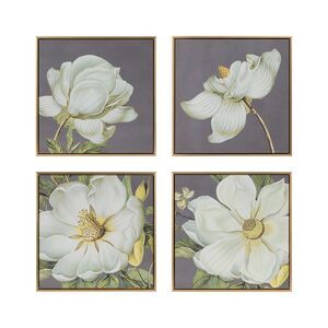 A&B Home Set Of 4 Blooming Florals Framed Wall Art Pieces, Gold